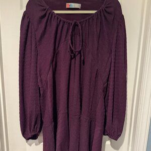 EUC FREE PEOPLE SIZE XL CAN FIT 2XL/3XL EMPIRE WAIST TUNIC TOP DARK PURPLE